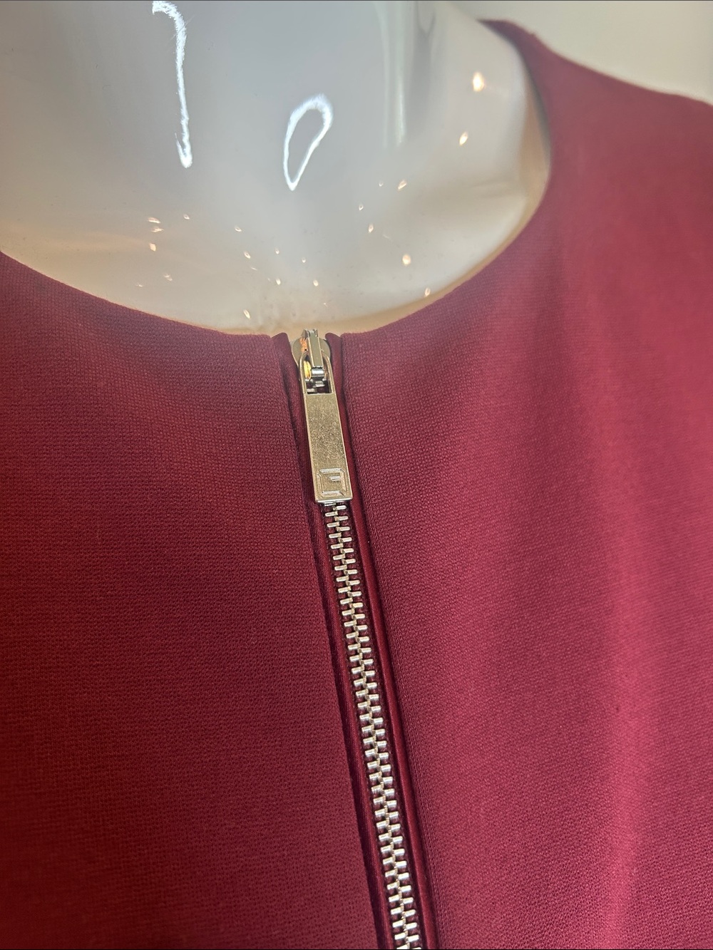 Lafayette 148 New York Burgundy Zip-Front Midi Dress - Picture 3 of 11